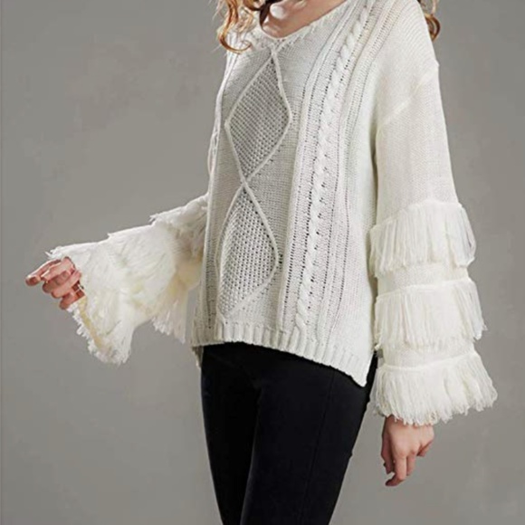 CANDI Fringe Sleeve Sweater - Picture 3 of 5